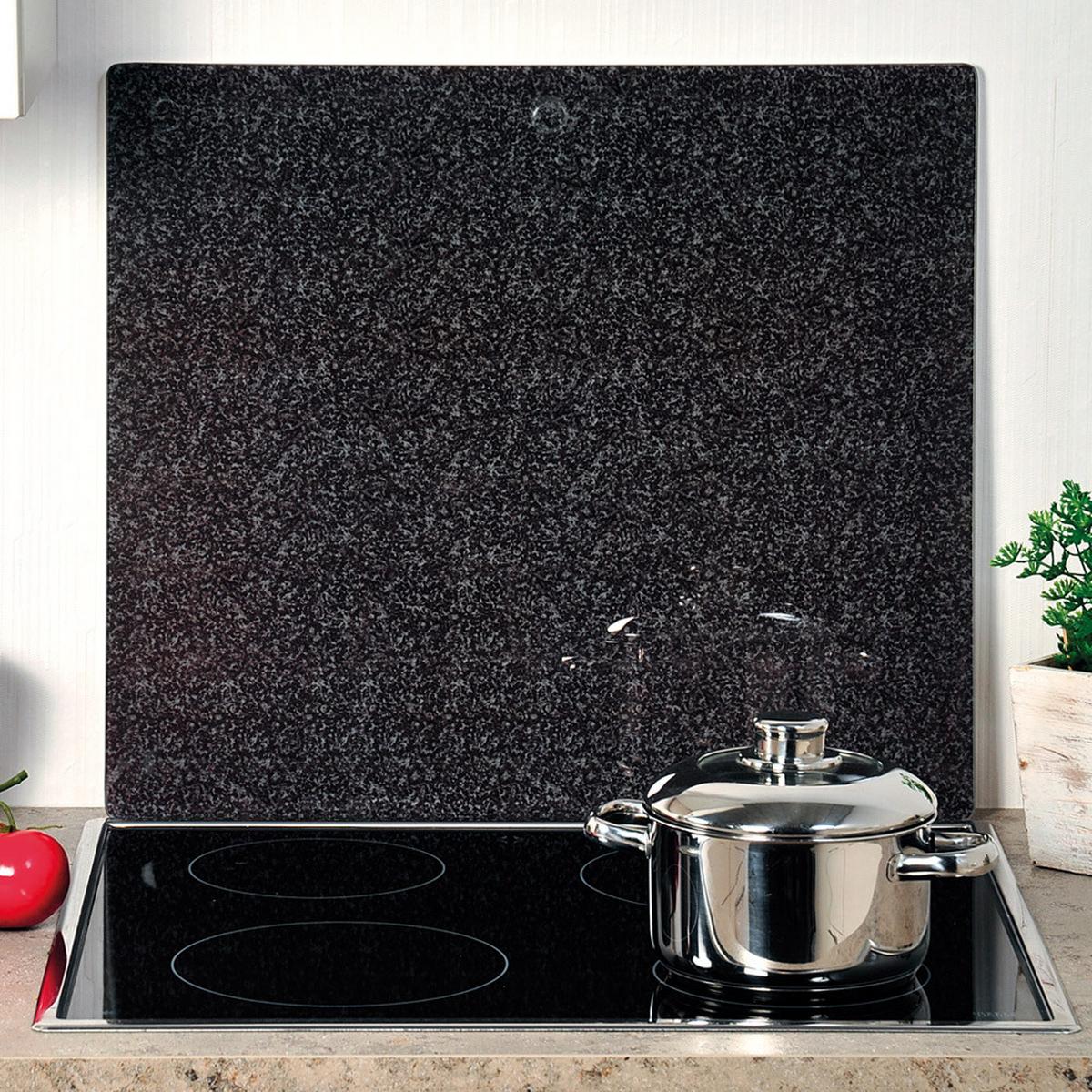 Herdabdeckplatte Schwarz Esg-Glas 56x50 cm - Schwarz, Basics, Glas (56/50/1,4cm) - Kesper