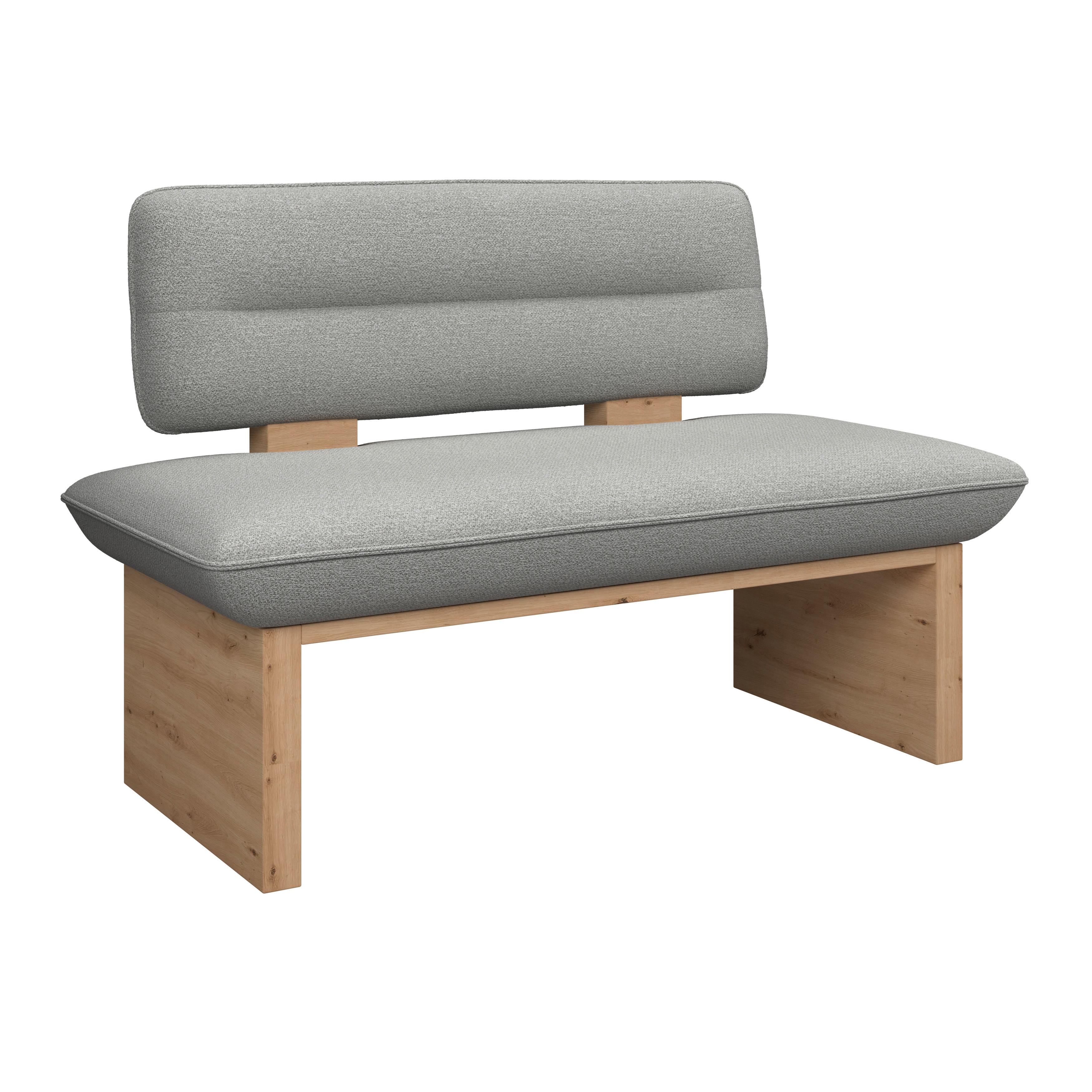 Sitzbank Beluna II Webstoff hellgrau, B: 160cm - Eichefarben/Hellgrau, KONVENTIONELL, Holzwerkstoff/Textil (160/87/67cm) - James Wood