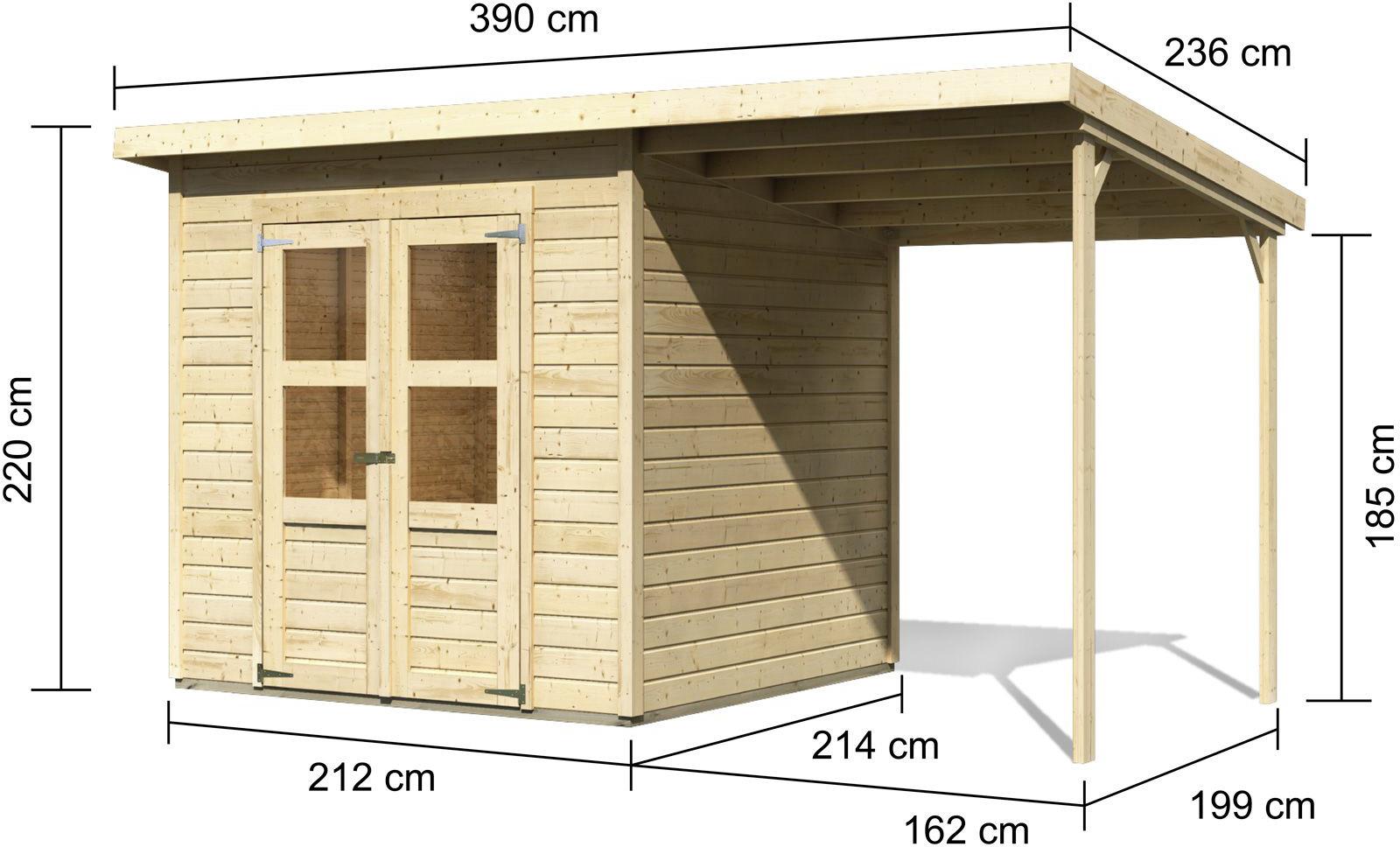 Gartenhaus 390x214x219 cm - Naturfarben, Basics, Holz (390/214/219cm) - Karibu