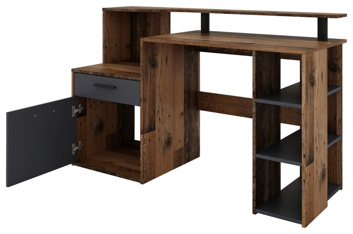 Schreibtisch Louis - Alteiche/Anthrazit, MODERN, Holzwerkstoff (140/55/89cm) - MID.YOU