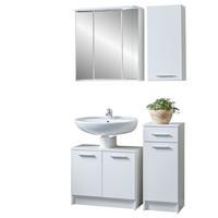 Badezimmer Verona Weiß Dekor 4-Teilig - Weiß, KONVENTIONELL, Glas/Holzwerkstoff (96,6/189/32,5cm)