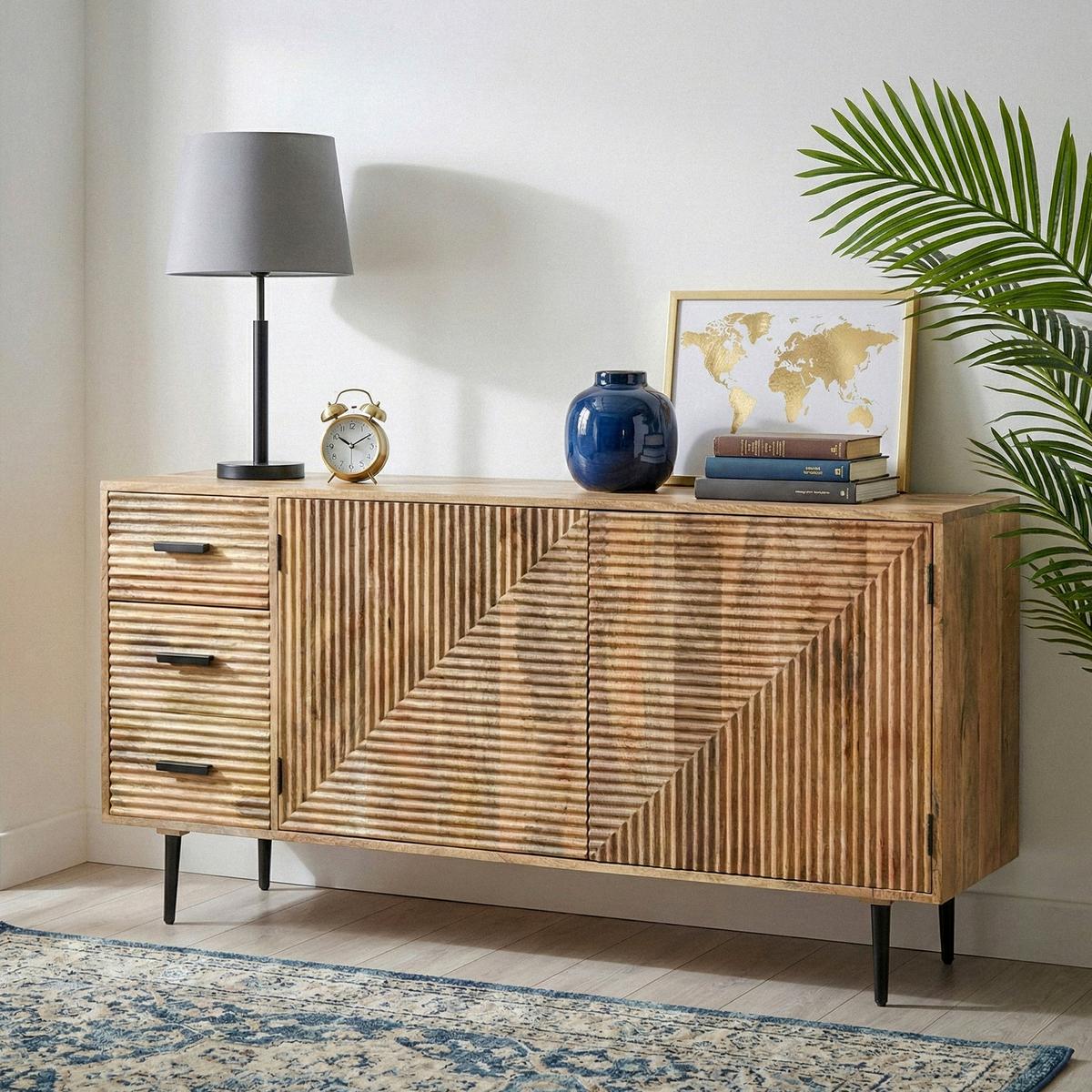SIDEBOARD Braun B: 160cm - Schwarz/Braun, Design, Holz (160/40/86cm) - Livetastic