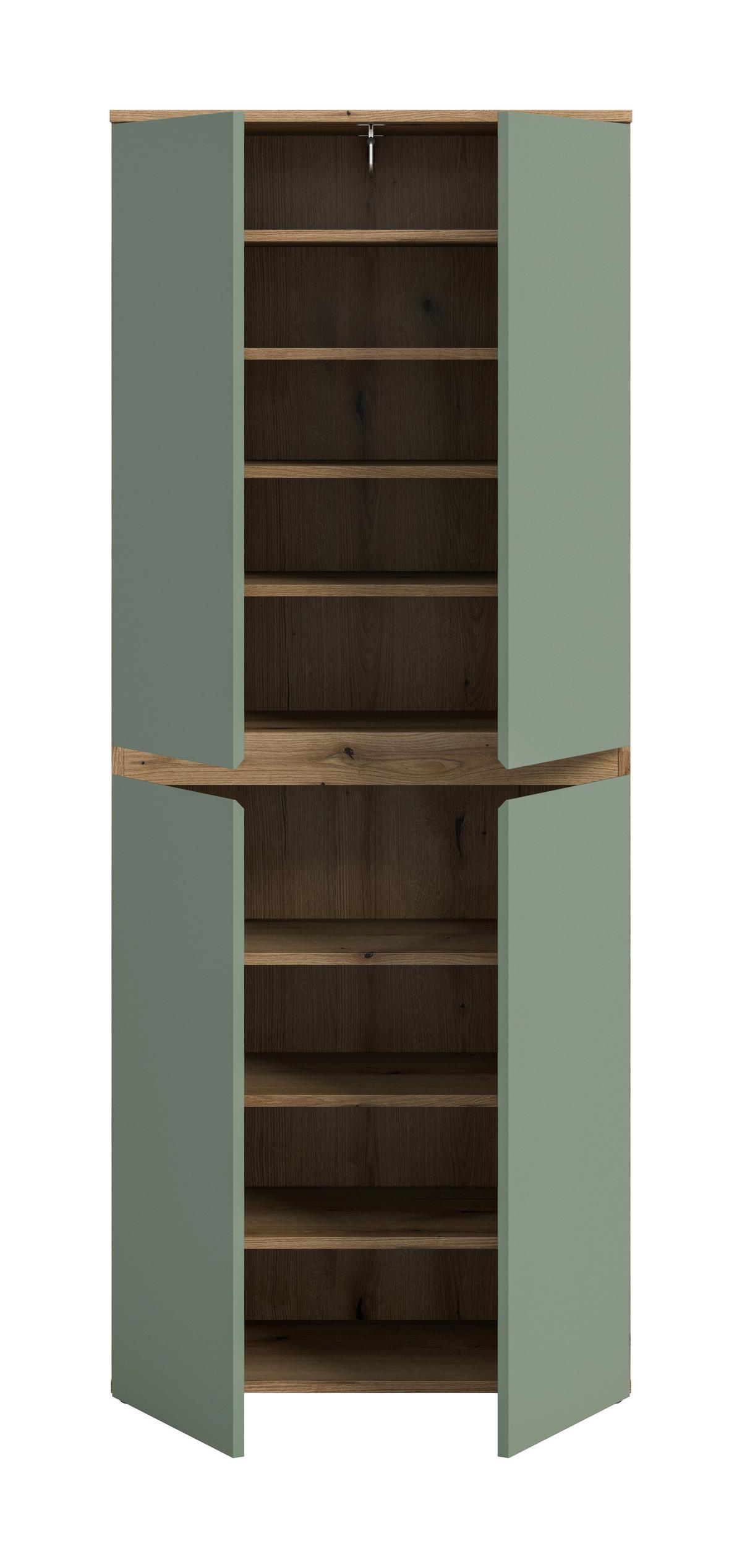 Garderobenschrank Scarpa Eichefarben/graugrün B: 70 Cm - Eichefarben/Schwarz, Design, Holzwerkstoff (70/175/37cm) - Livetastic
