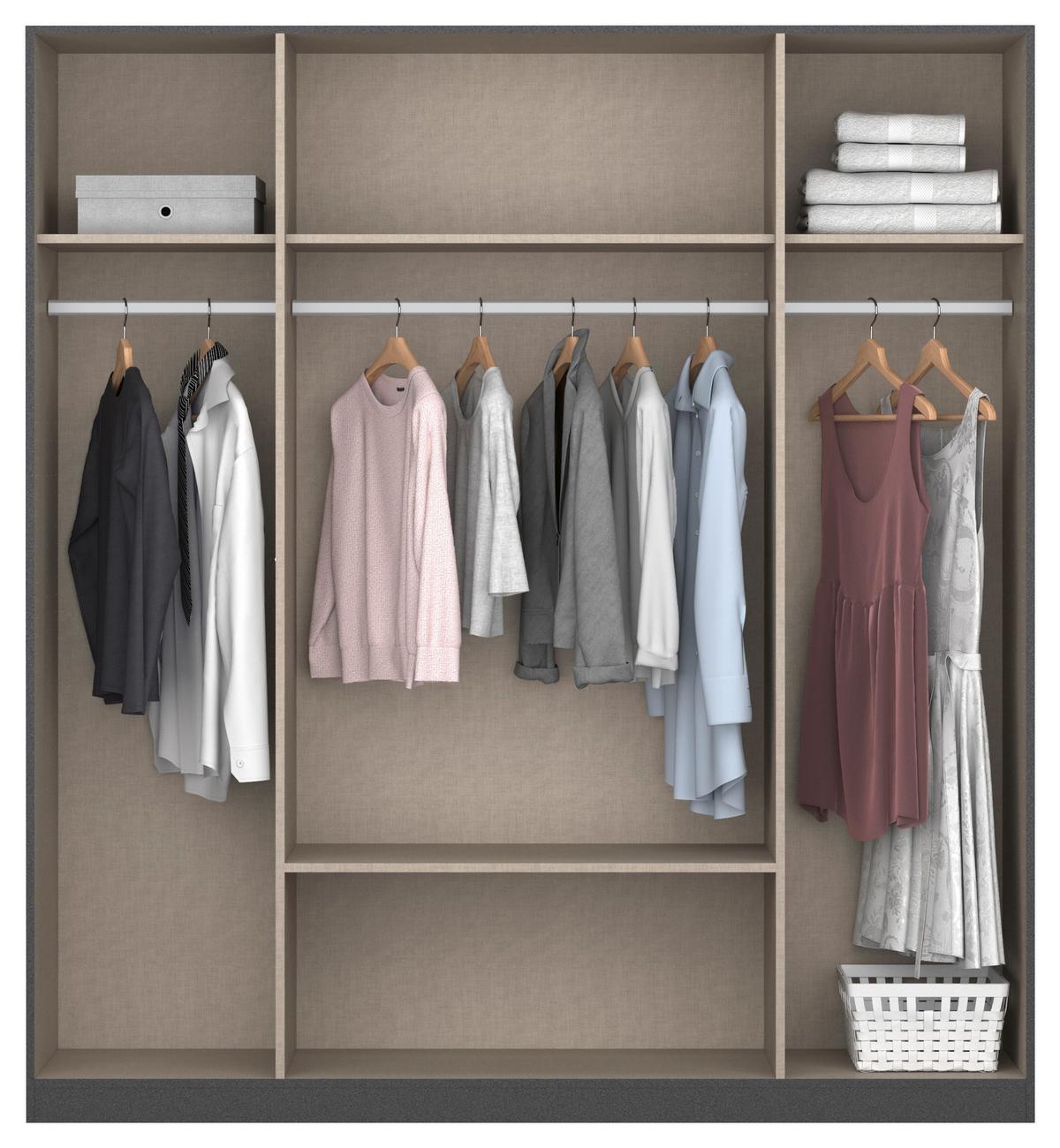 DREHTÜRENSCHRANK Style-Up Grau B: 181cm - Grau, MODERN, Holzwerkstoff (181/197/54cm) - Rauch Möbel
