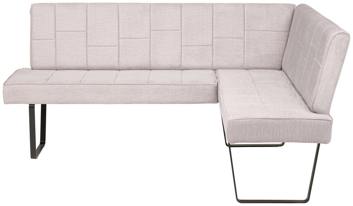 Eckbank Tilos Samt Hellgrau, S: 190 X150cm - Hellgrau/Schwarz, KONVENTIONELL, Textil/Metall (190/150cm) - MID.YOU