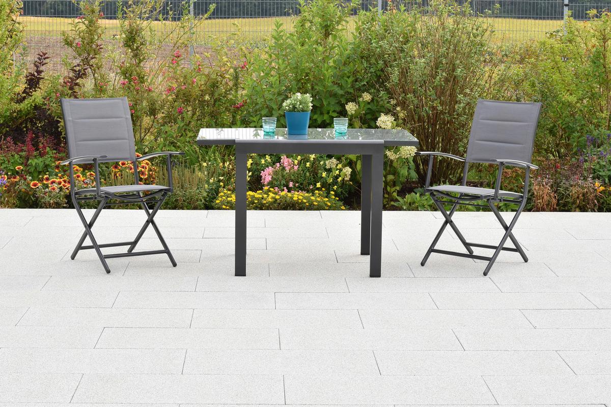 Gartenset Florenz - Graphitfarben/Grau, MODERN, Textil/Metall - Gardenson
