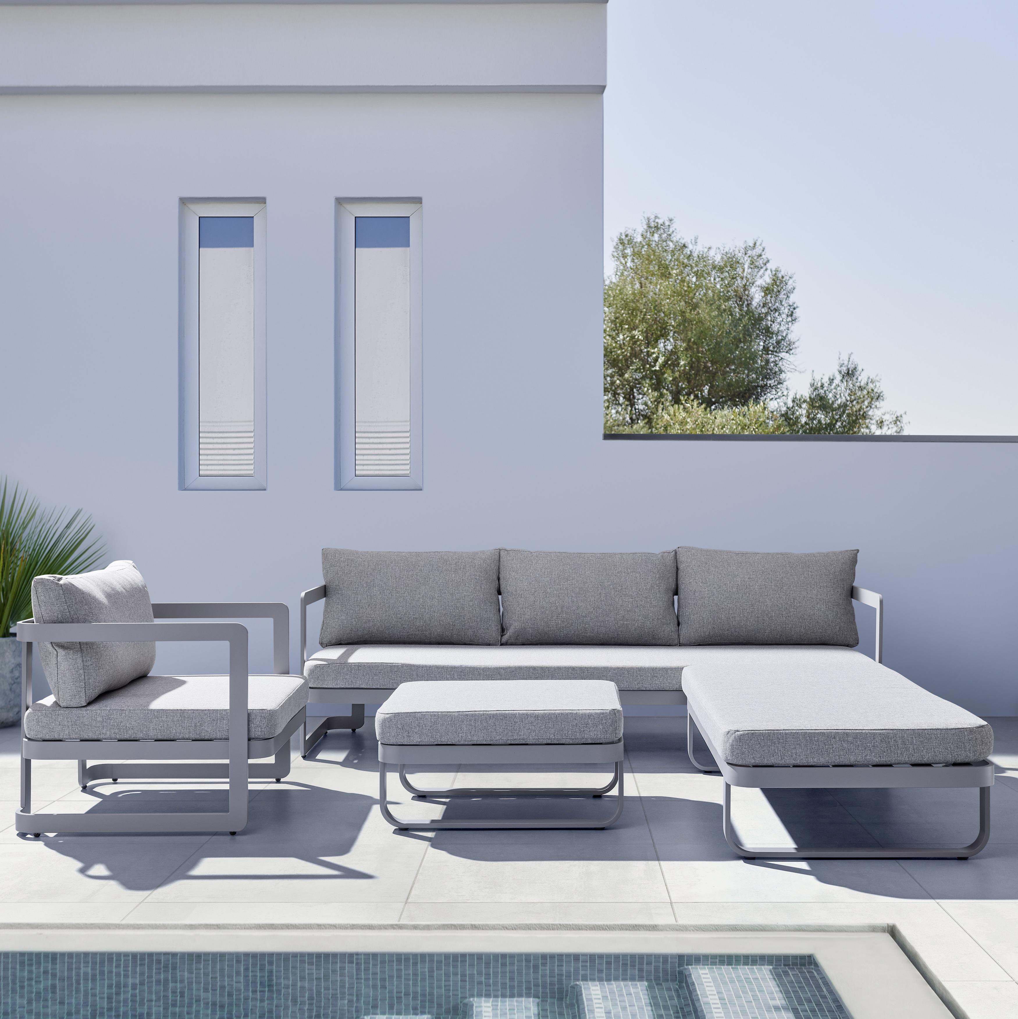 Stylová Sedací Sestava Illaria Na Zahradu - světle šedá, Moderní, kov/textil - Bessagi Garden