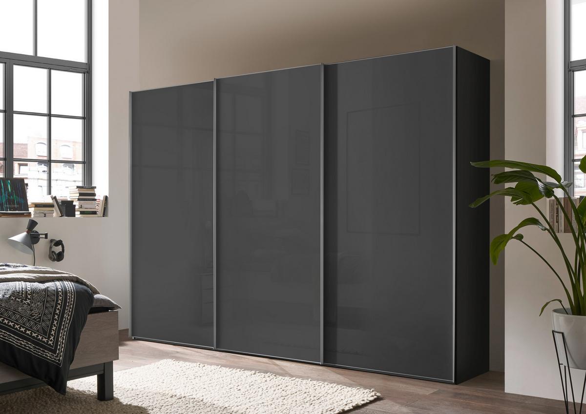 Schwebetürenschrank Lumos Vulkanglas, B:249cm - Trend, Glas/Holzwerkstoff (249/222/68cm) - Luca Bessoni