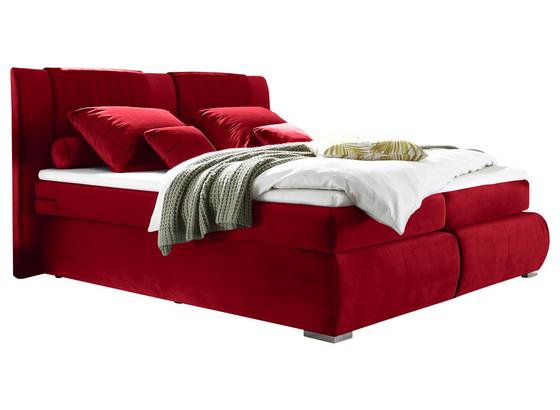 Boxspringbett mit Topper & Bettkasten 180x200cm Caims - Silberfarben/Rot, KONVENTIONELL, Holzwerkstoff/Textil (180/200cm) - Carryhome Boxspringbett mit Topper & Bettkasten 180x200cm Caims - Silberfarben/Rot, KONVENTIONELL, Holzwerkstoff/Textil (180/200cm) - Carryhome