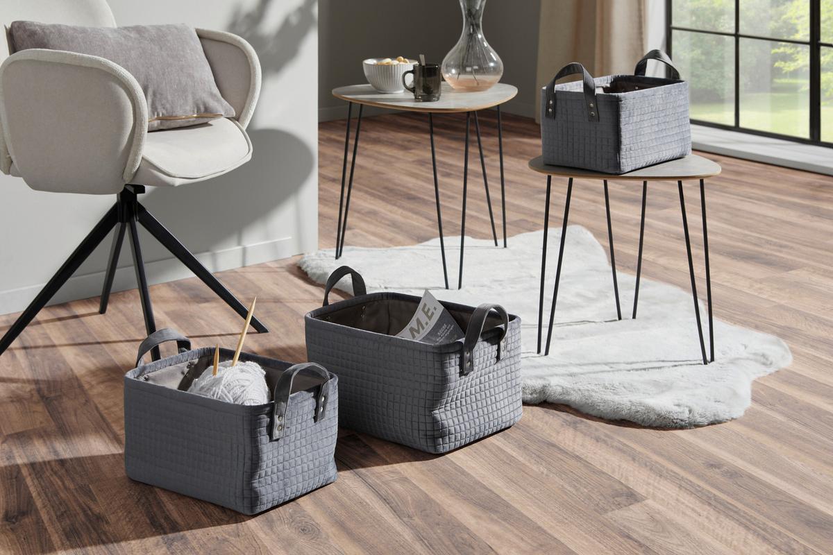 Kosár Nina - L - szürke, Basics, műanyag/textil (36/26/20cm) - James Wood