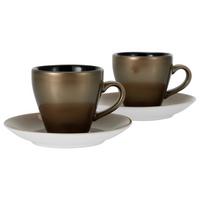 Tassenset Keramik 100 ml 4 Stk. Schwarz/Goldfarben - Goldfarben/Schwarz, Basics, Keramik - Creatable