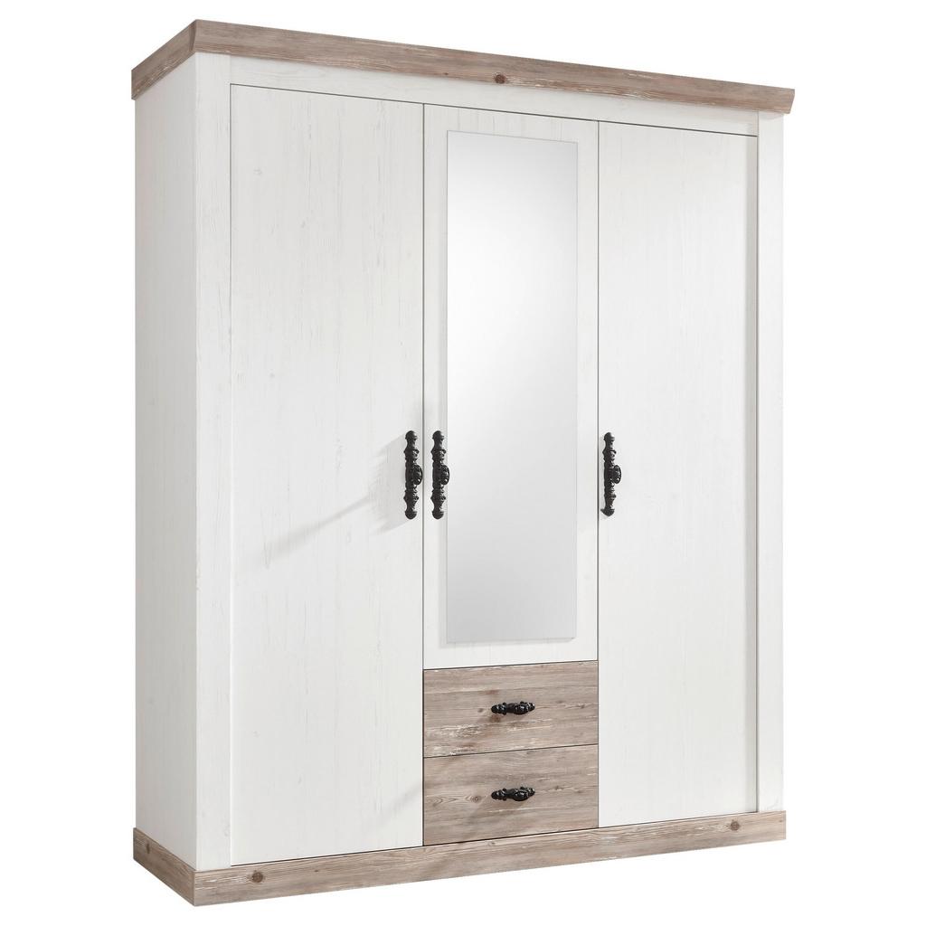Kleiderschrank Florenz Pinie weiß Dekor, B: 164cm