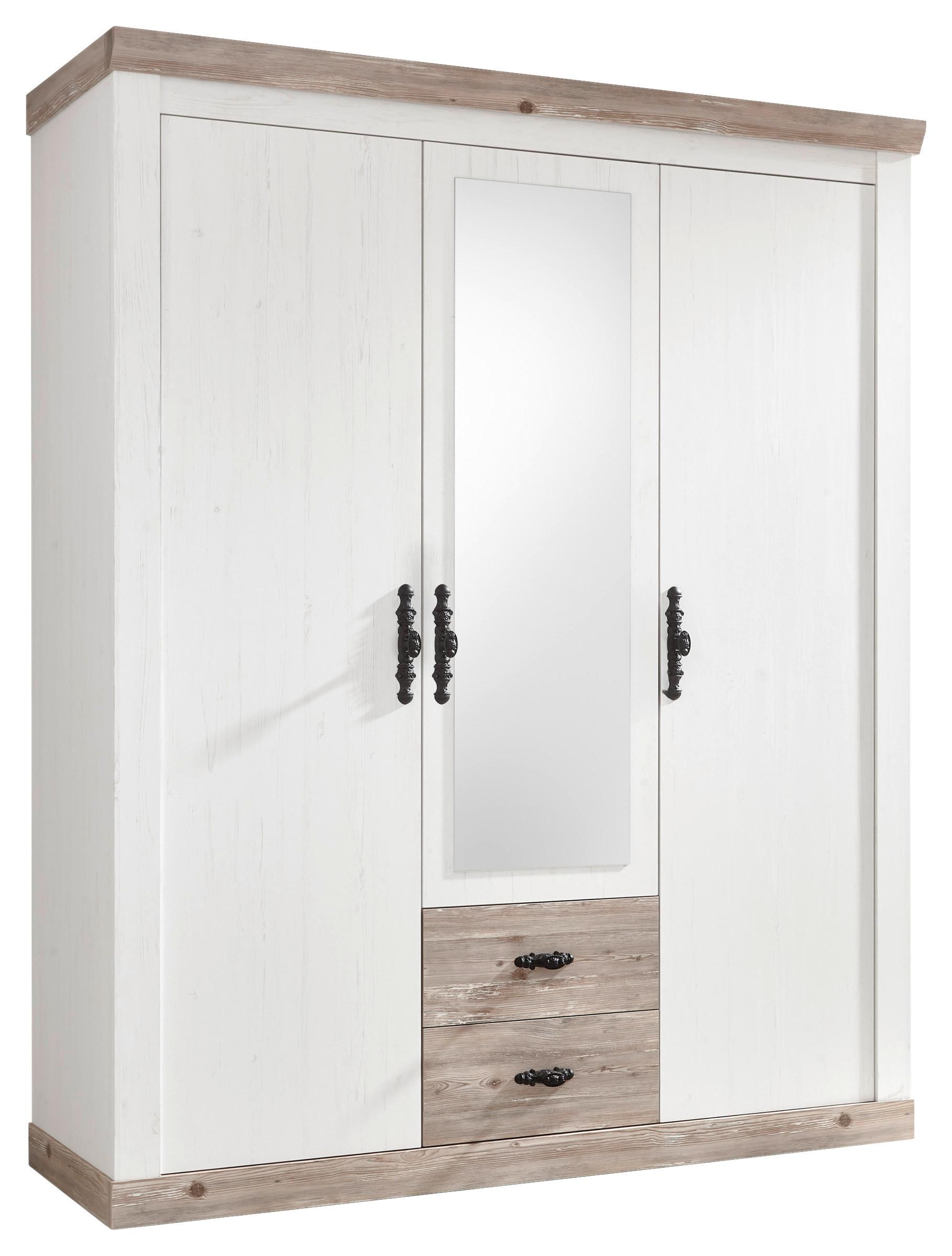 Kleiderschrank Florenz Pinie Weiß Dekor, B: 169cm