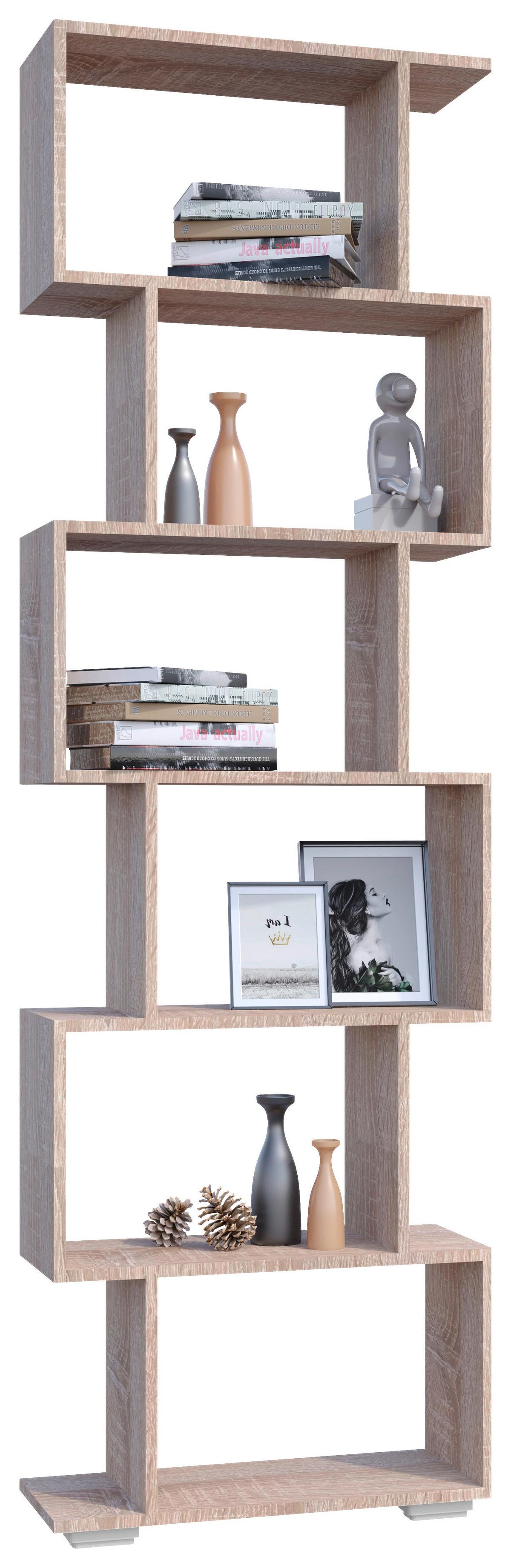 Regal Palusa Sonoma Eiche Dekor - Silberfarben/Sonoma Eiche, Design, Holzwerkstoff (60/196/24cm) - MID.YOU