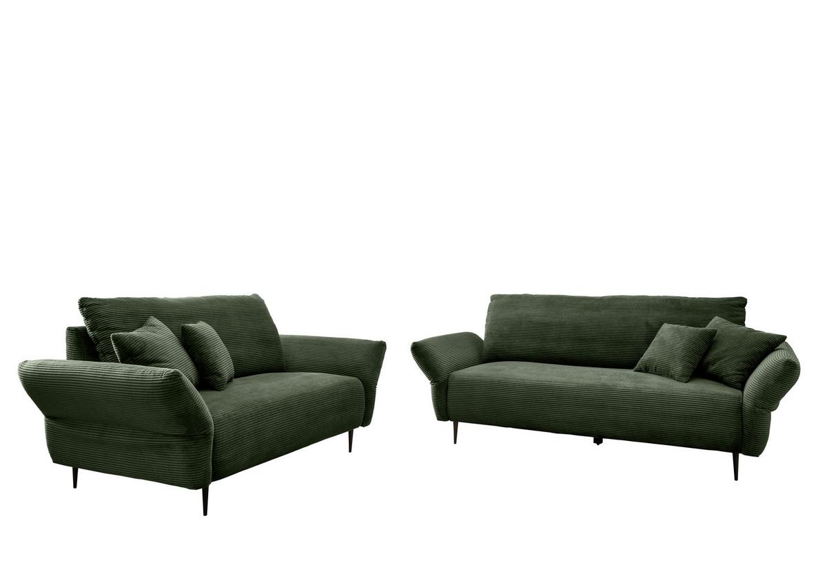2-Sitzer-Sofa Vanilla Dunkelgrün - Dunkelgrün/Schwarz, Design, Textil (163/97/102cm) - Livetastic