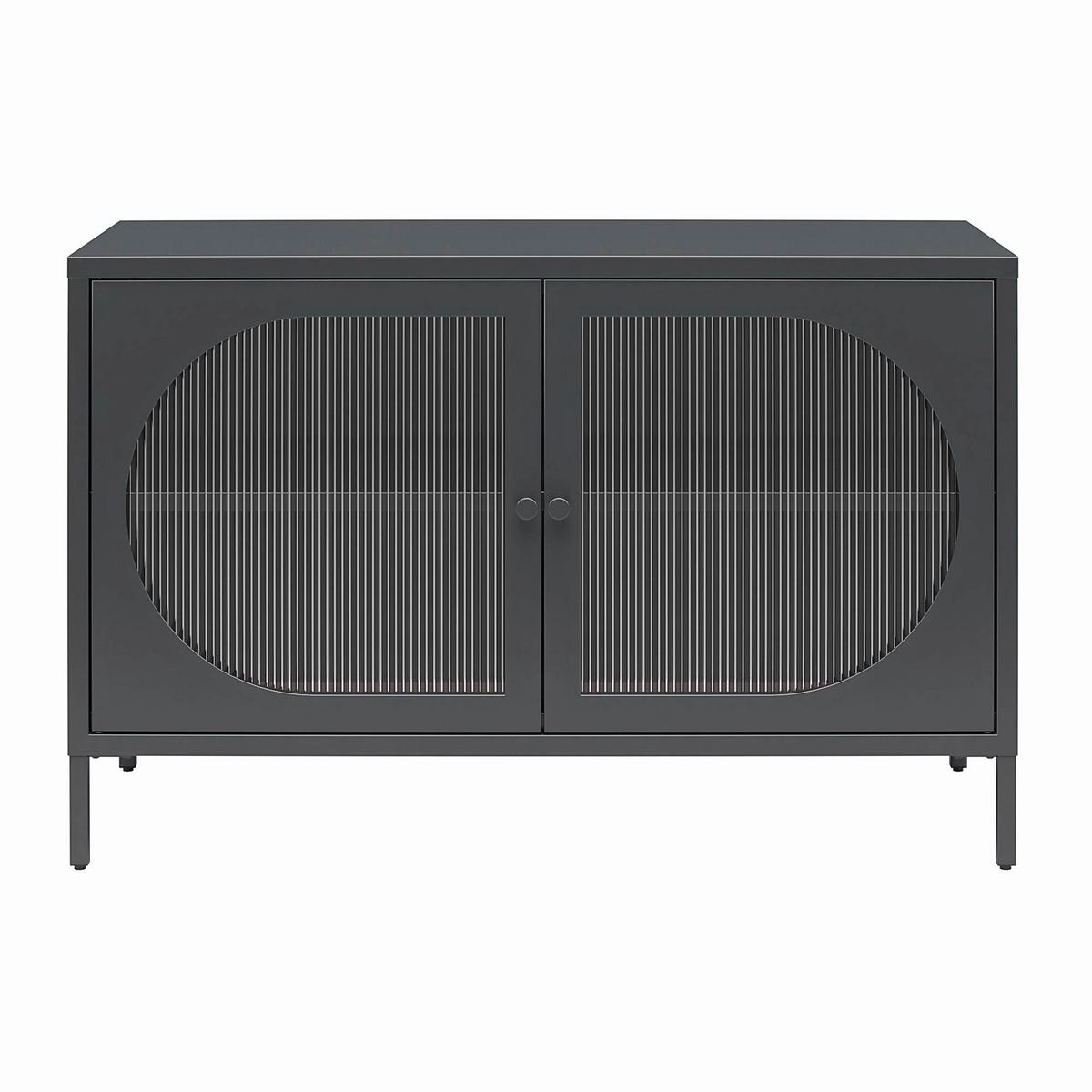 Kommode Luna Schwarz B: 100cm - Schwarz, Design, Glas/Metall (100/64/40cm) - MID.YOU
