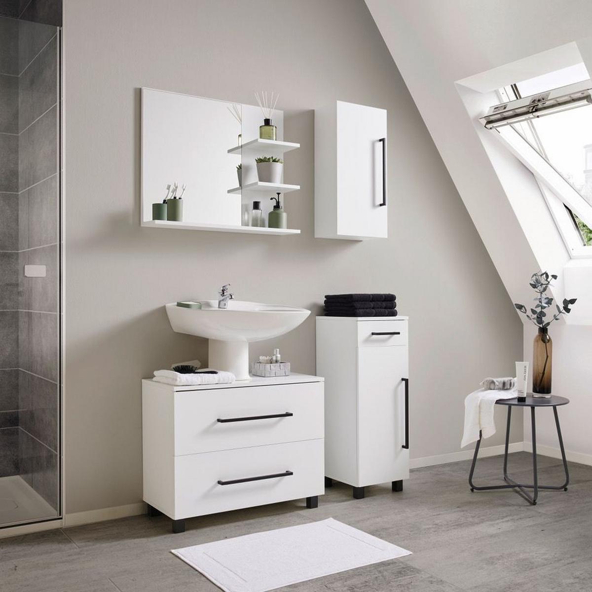 Spodní skříňka MARIANNE bílá - bílá/černá, Moderní, kov/kompozitní dřevo (30/84/35cm) - Bessagi Home