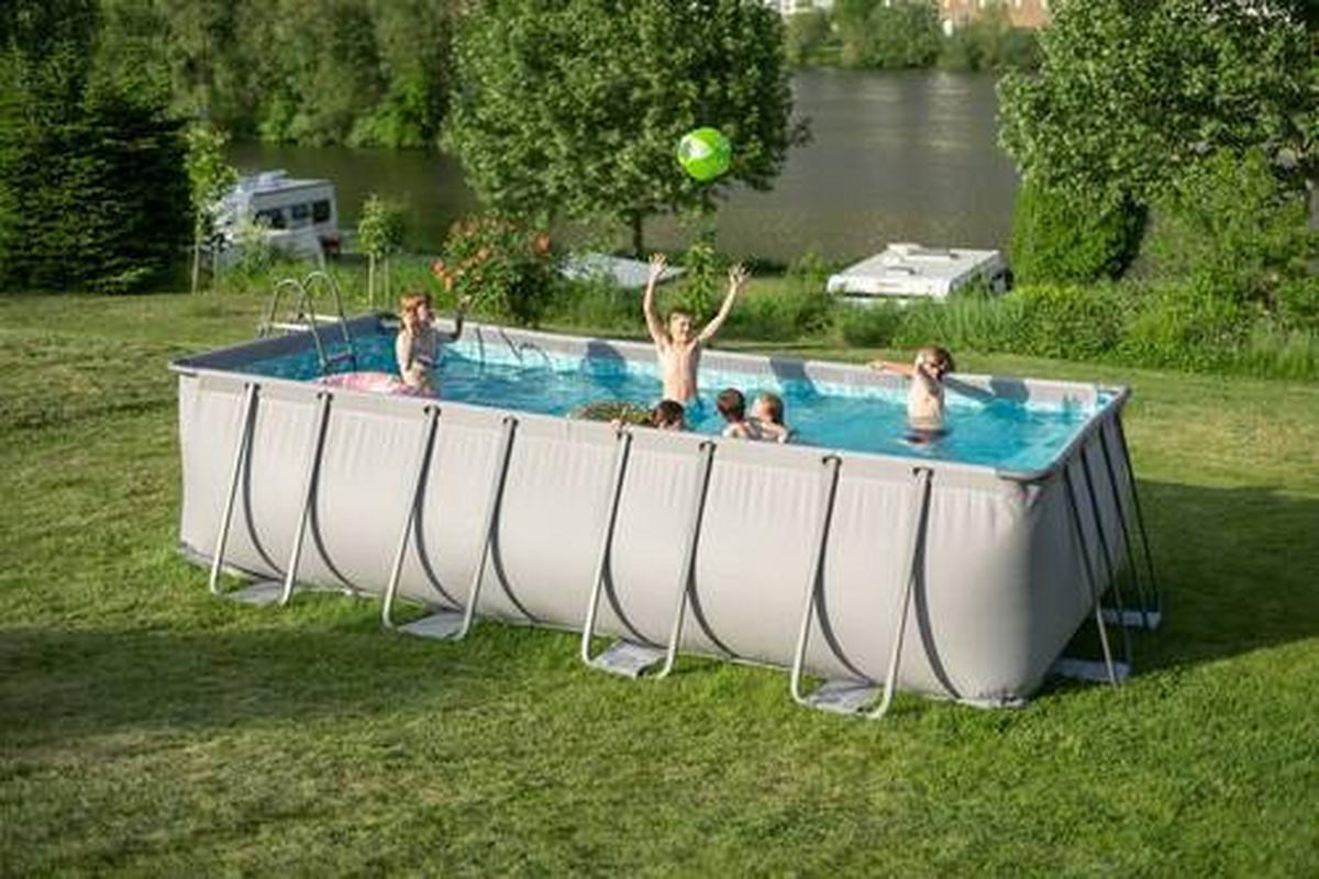 Aufstellpool Rechteckig D: 274 Cm - Anthrazit, KONVENTIONELL, Kunststoff/Metall (274/132/549cm)