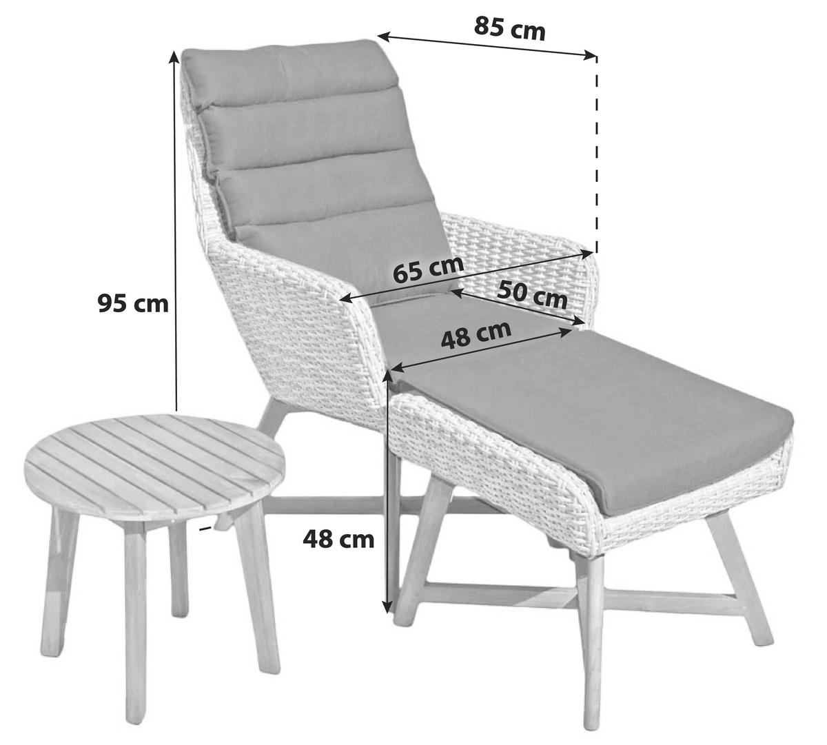 Loungesessel 3-Tlg. Calvia mit Kissen - Dunkelgrau/Akaziefarben, Basics, Holz/Kunststoff (65/95/85cm) - Gardenson