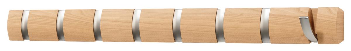 Nástenný vešiak, 8 háčikov - prírodná farba, Design, drevo/plast (6,4/3,2/81,3cm) - Umbra