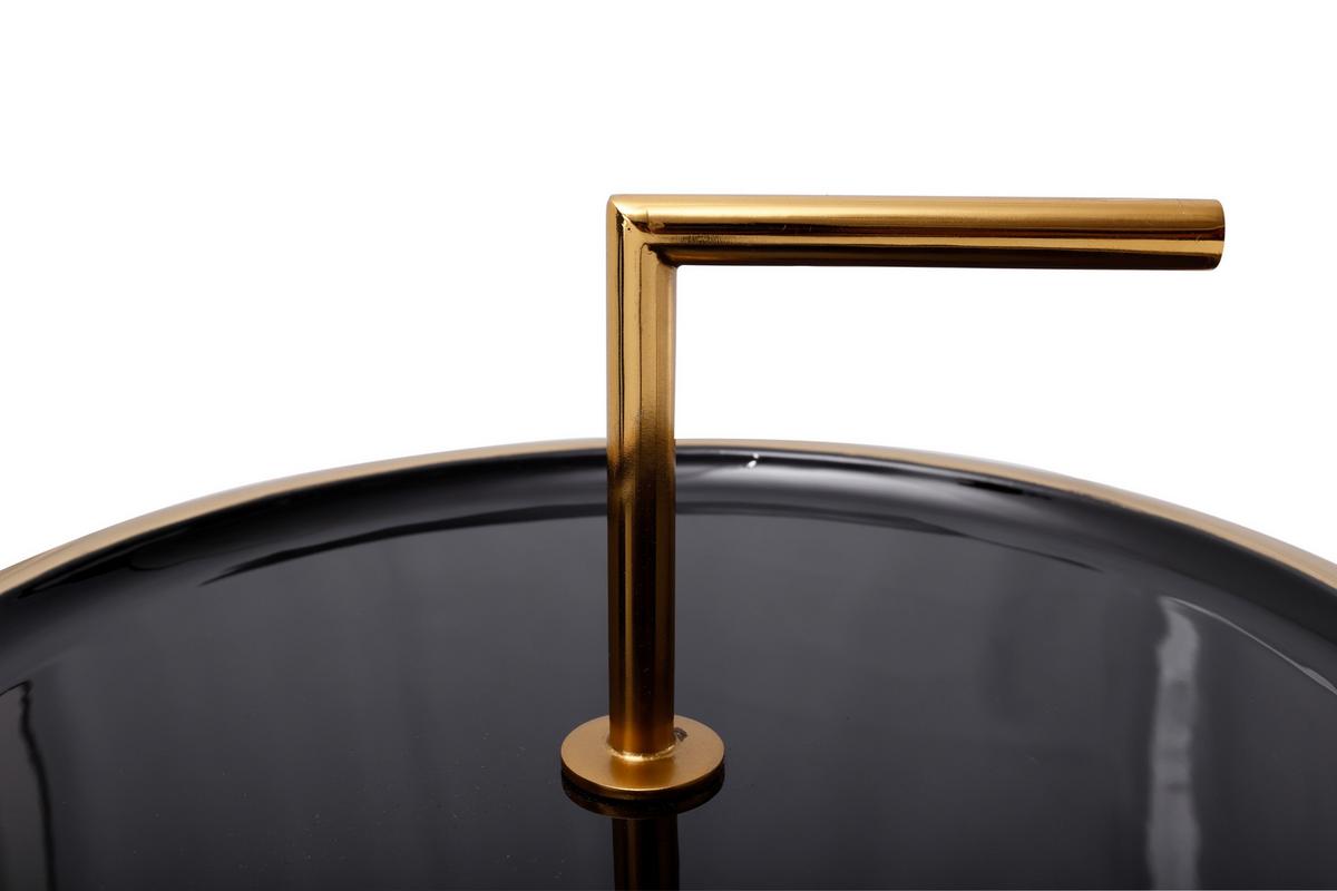 Beistelltisch Art Deco 545 Goldfarben/schwarz B: 42,5 Cm - Goldfarben/Schwarz, Design, Metall (42,5/42,5/29cm) - Kayoom