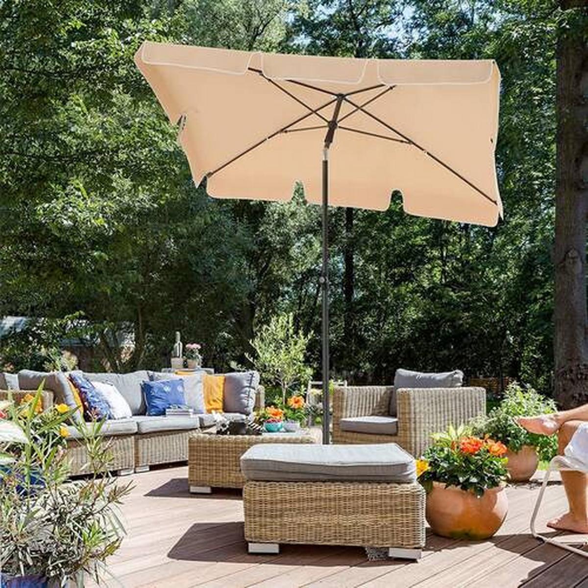 Sonnenschirm Taupe Schwarz Bxl: 180x125 Cm - Taupe/Schwarz, Basics, Textil/Metall (180/125cm) - Modante