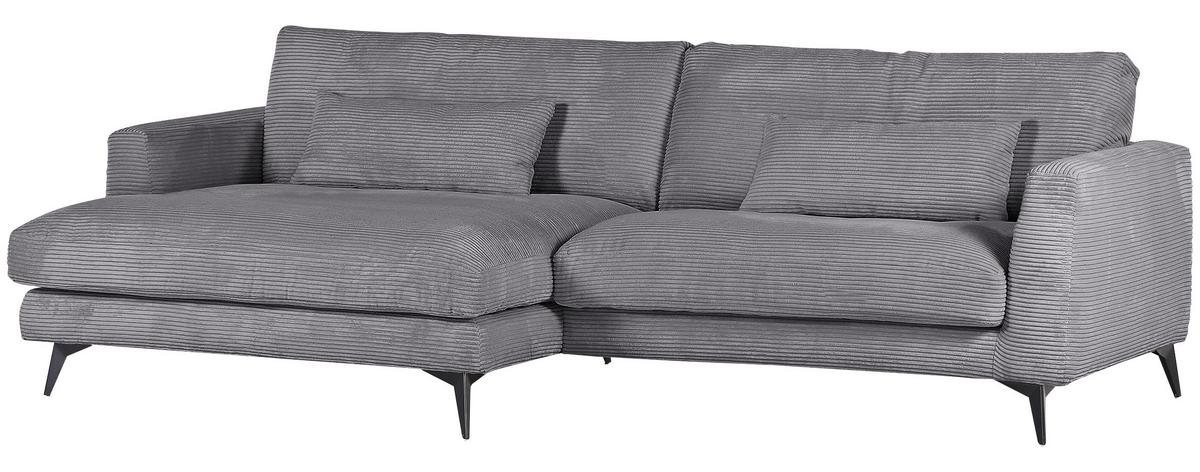 Ecksofa Macau Dunkelgrau S: 140x270 cm - Dunkelgrau/Schwarz, LIFESTYLE, Textil (140/270cm) - Livetastic