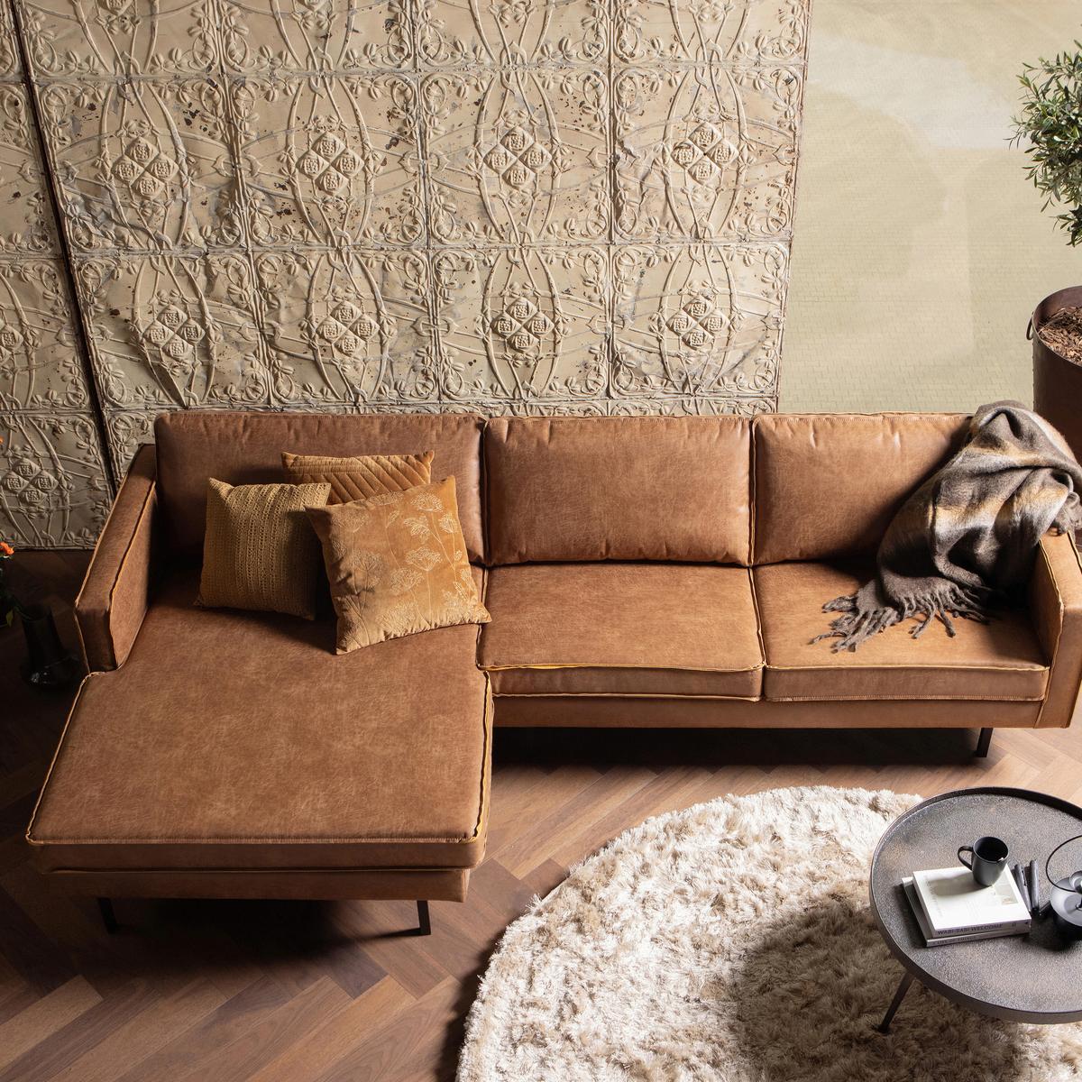 Ecksofa Rodeo Cognac S: 155x300cm - Cognac, Design, Leder/Textil (155/300cm) - Livetastic