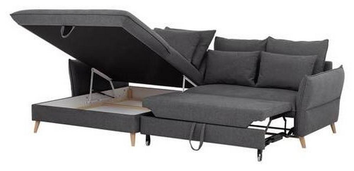 Eckschlafsofa Walter Grau S: 274 Cm - Buchefarben/Grau, Design, Textil (170/274cm) - Livetastic