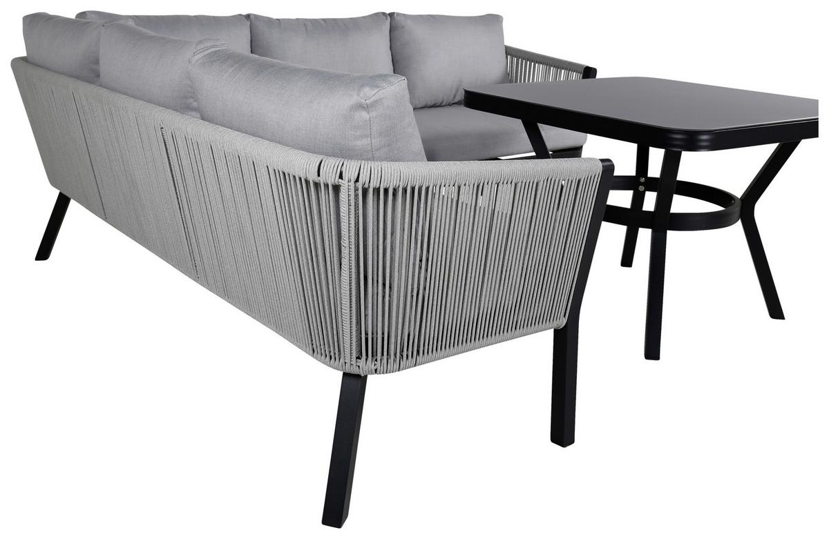 Loungegarnitur Virya - Schwarz/Grau, KONVENTIONELL, Textil/Metall - Gardenson