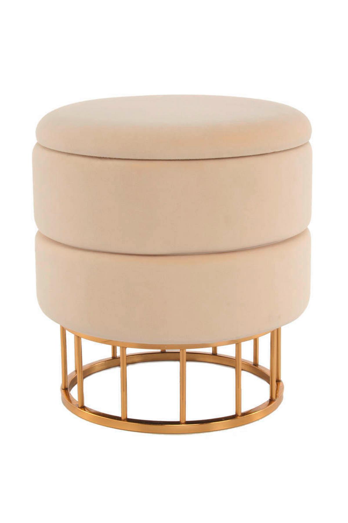 Pouf mit Stauraum Samt/Eisen Goldfarben/Beige H: 41 cm - Beige/Goldfarben, Basics, Holzwerkstoff/Kunststoff (37,5/41/37,5cm) - Kayoom