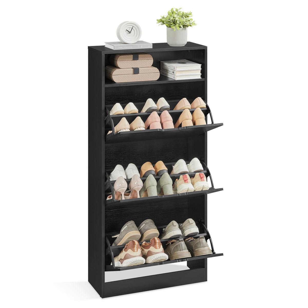 Schuhkipper Shoe Cabinet - Schwarz, MODERN, Holzwerkstoff (60/139/24cm) - MID.YOU