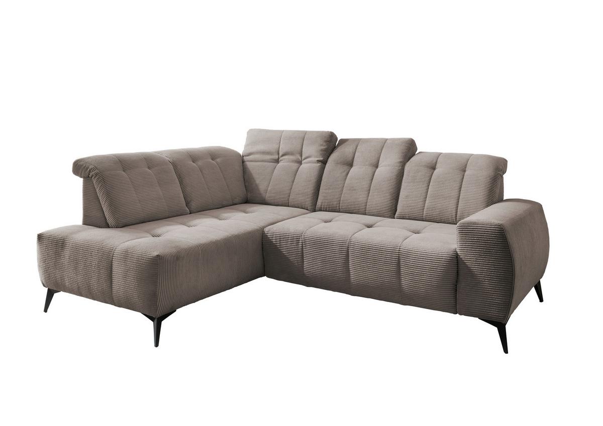 Ecksofa Mit Usb Anschluss Sano, Graubraun, S: 200x261 Cm - Graubraun/Schwarz, MODERN, Textil (200/261cm) - Livetastic