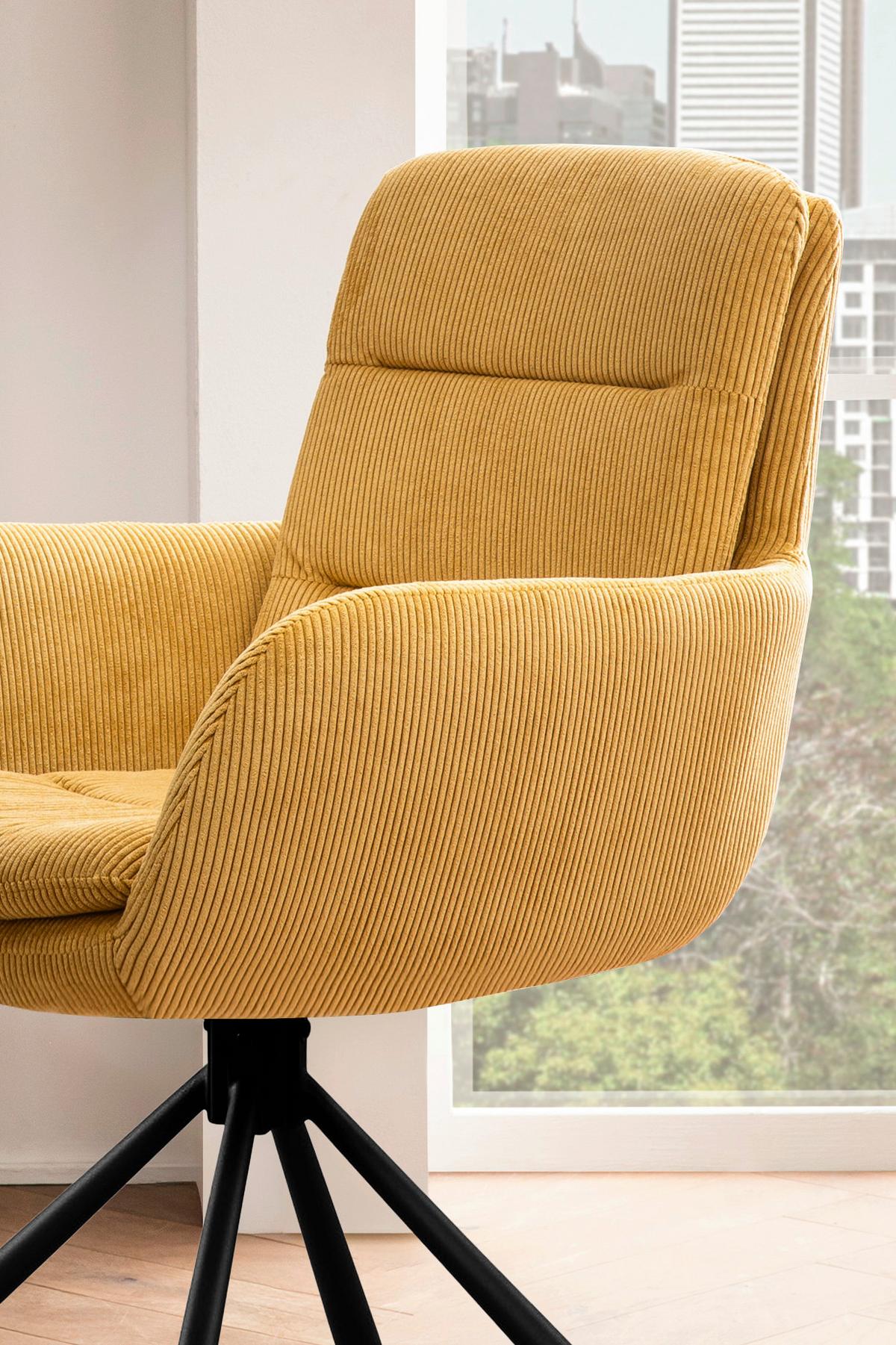 Armlehnstuhl Goldfarben B: 60cm - Goldfarben/Schwarz, MODERN, Textil/Metall (60/89/64cm) - Livetastic