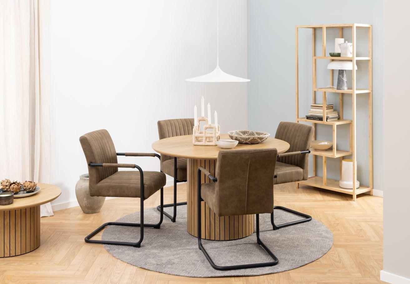 Okrúhly jedálenský stôl YALE 120cm, MDF - prírodná farba, Modern, kompozitné drevo (120/120/75cm) - MID.YOU