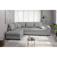 Eckschlafsofa Alvito Silberfarben S: 202x298 Cm - Silberfarben/Schwarz, MODERN, Textil (202/298cm) - MID.YOU