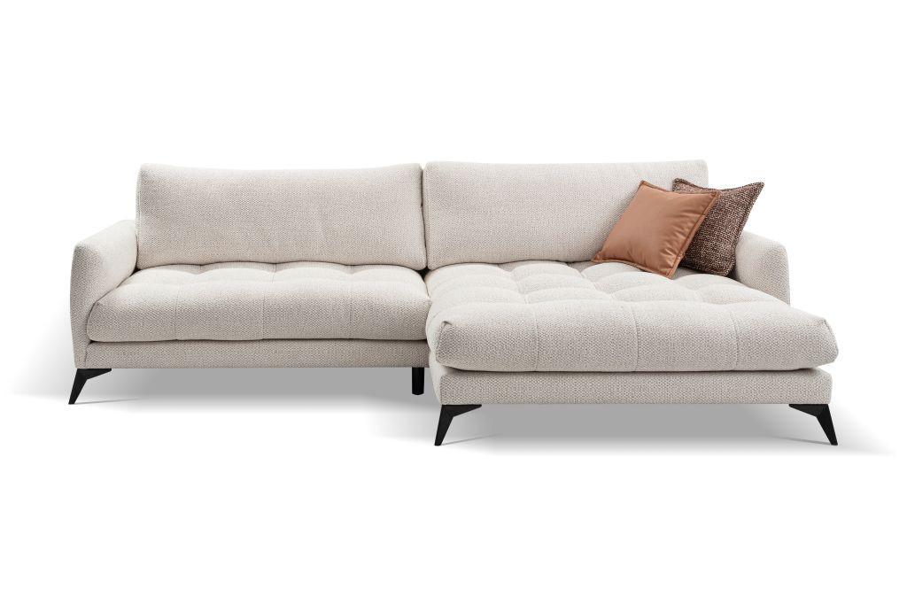 Rohová sedačka BRUCE, pravá, šedobílá - černá/šedobílá, kov/textil (273/161cm) - Mömax