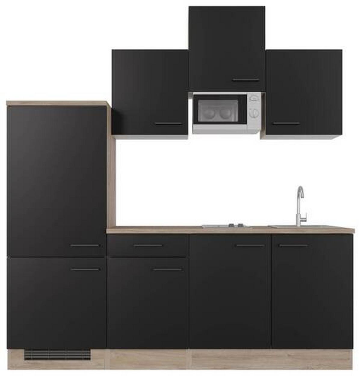 Küchenblock Capri Eiche/Schwarz B: 210 cm - Eichefarben/Schwarz, MODERN, Holzwerkstoff (210cm) - FlexWell