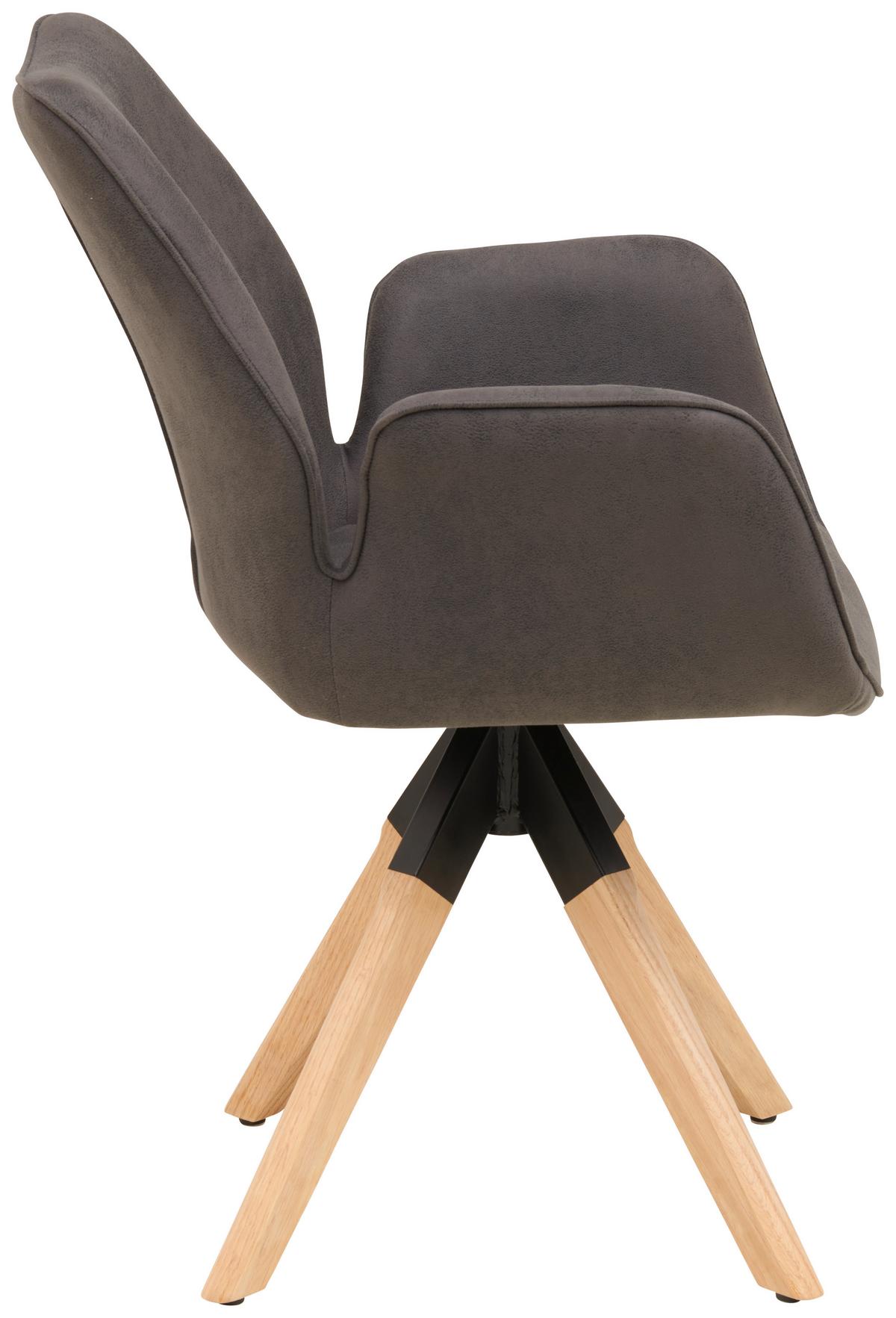 Armlehnstuhl Monza Anthrazit/Naturfarben B: 61 cm - Anthrazit/Naturfarben, MODERN, Holz/Textil (61/86/62cm) - Livetastic