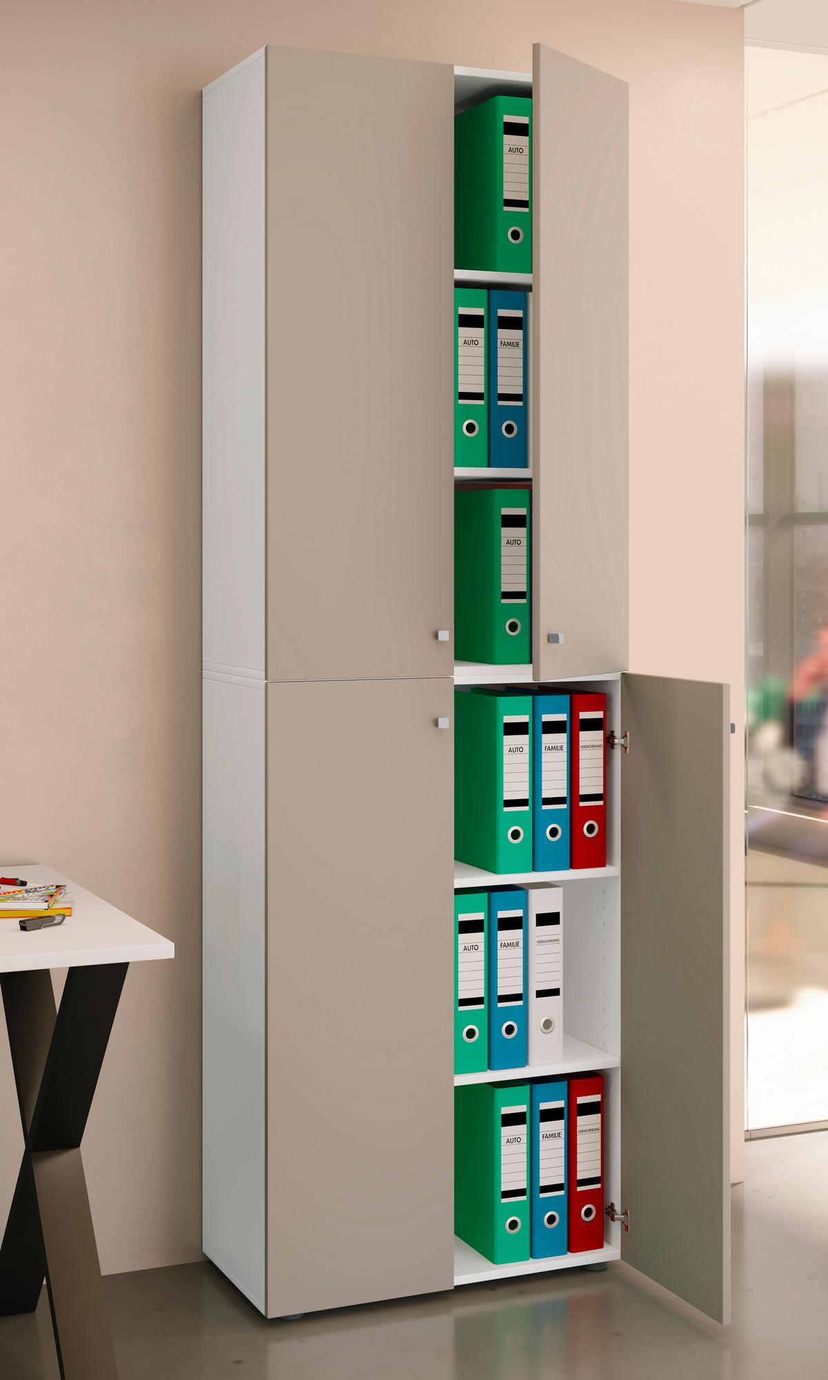 Aktenschrank Lona Grau, Weiß B: 70 cm - Weiß/Grau, Design, Holzwerkstoff (70/220/39cm) - MID.YOU