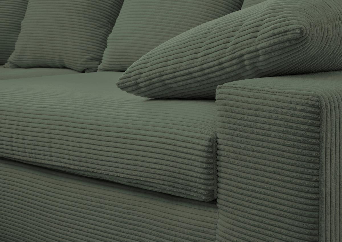 Ecksofa Avellino Grün Cord - Schwarz/Grün, MODERN, Textil (278/200cm) - Livetastic