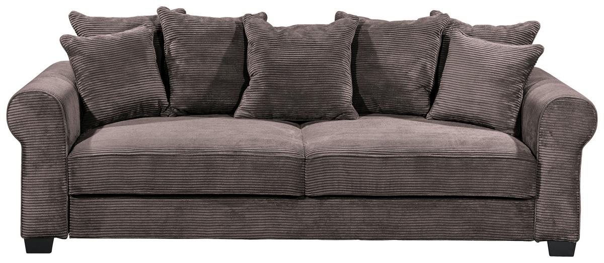 2-Sitzer-Sofa Mit Schlaffunktion Maureen B:250cm - Schwarz/Braun, KONVENTIONELL, Textil (247/95/125cm) - MID.YOU