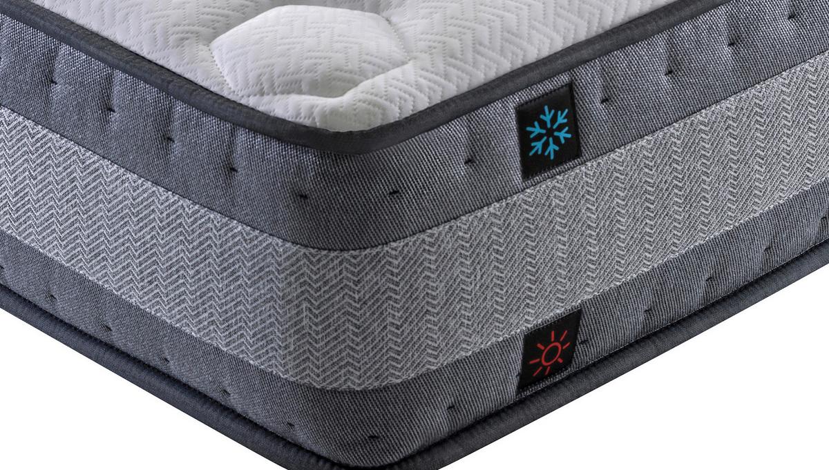 Taschenfederkernmatratze COOL & WOOL 90x200cm H3 H:28cm - Weiß/Grau, Basics, Textil (90/200cm) - Yatas
