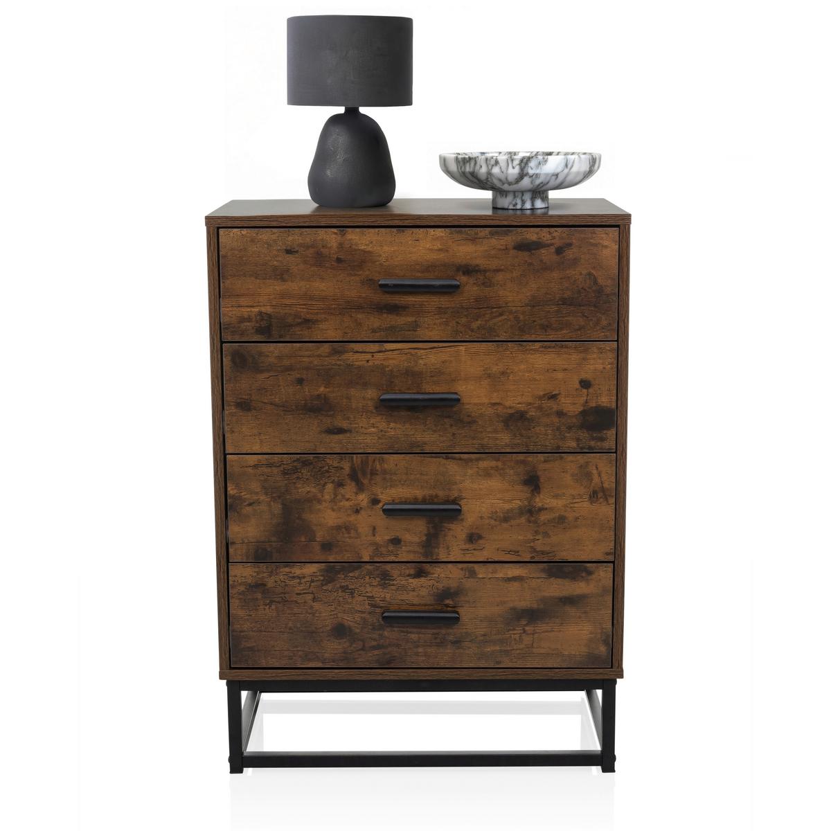 Kommode Vinstra Braun/schwarz B: 60 Cm - Schwarz/Braun, MODERN, Holzwerkstoff (60/83,5/38,5cm) - MID.YOU