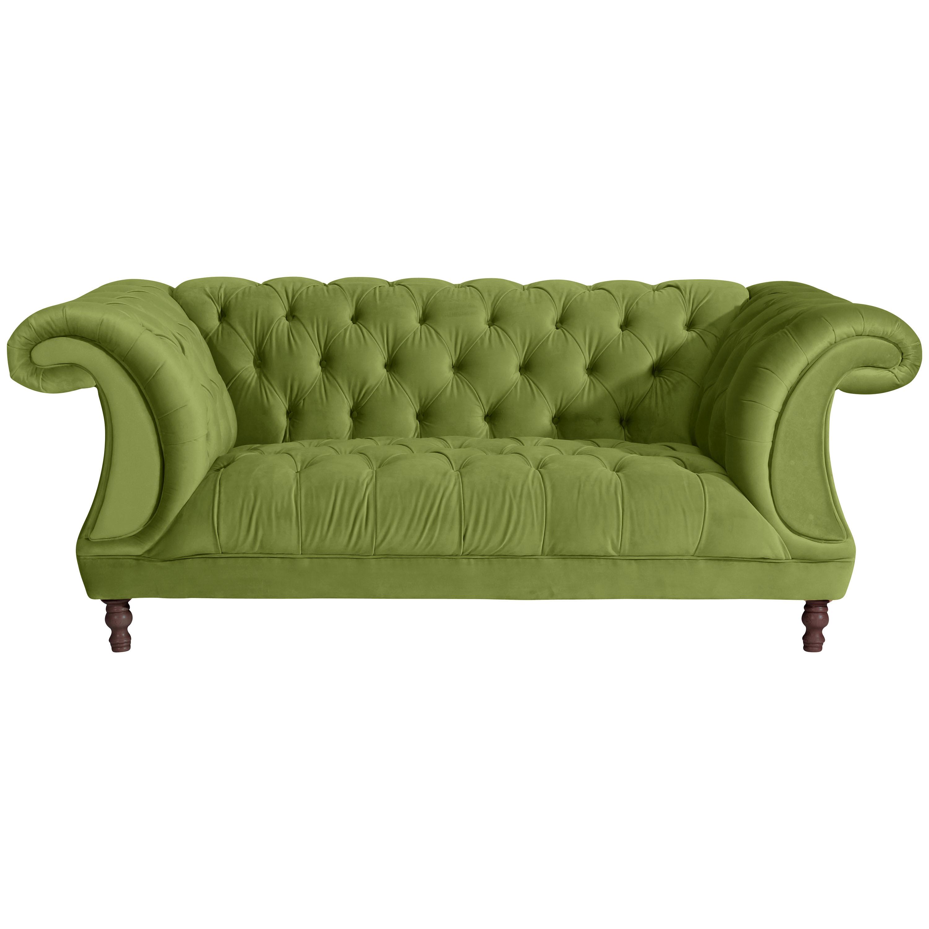CHESTERFIELD-SOFA IVETTE - Nussbaumfarben/Olivgrün, Design, Textil (200/80/100cm) - Max Winzer