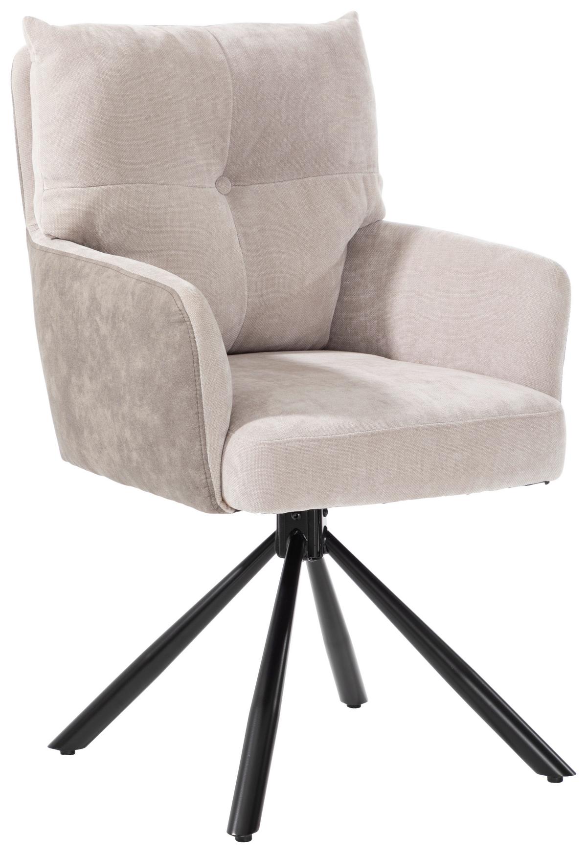 Otoční židle s područkami SOPHIE - černá/béžová, Moderní, kov/textil (60/93/67cm) - Premium Living