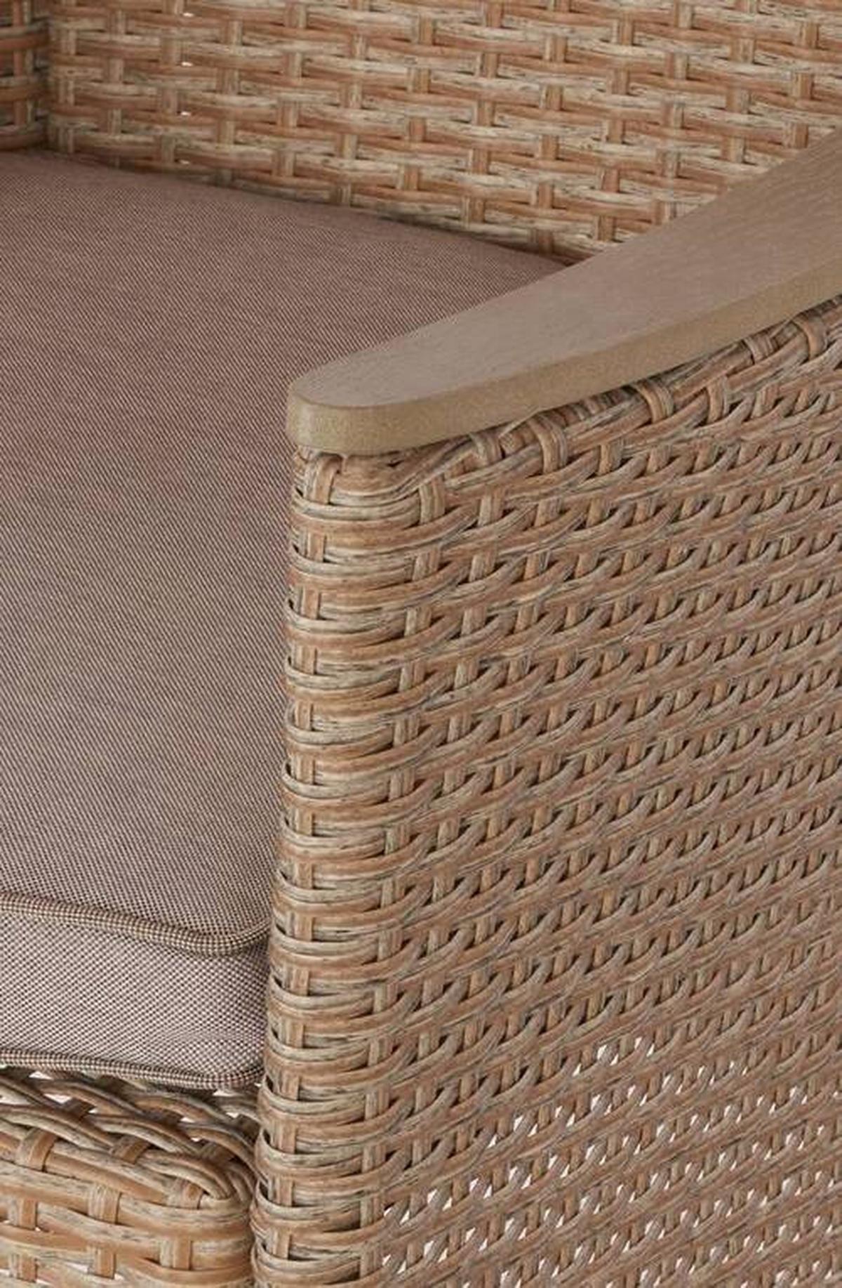 Gartengarnitur 7-tlg. Porto Rio Rattanoptik Mit Kissen - Hellbraun/Grau, MODERN, Kunststoff/Textil (60/150/88/75cm) - Luca Bessoni