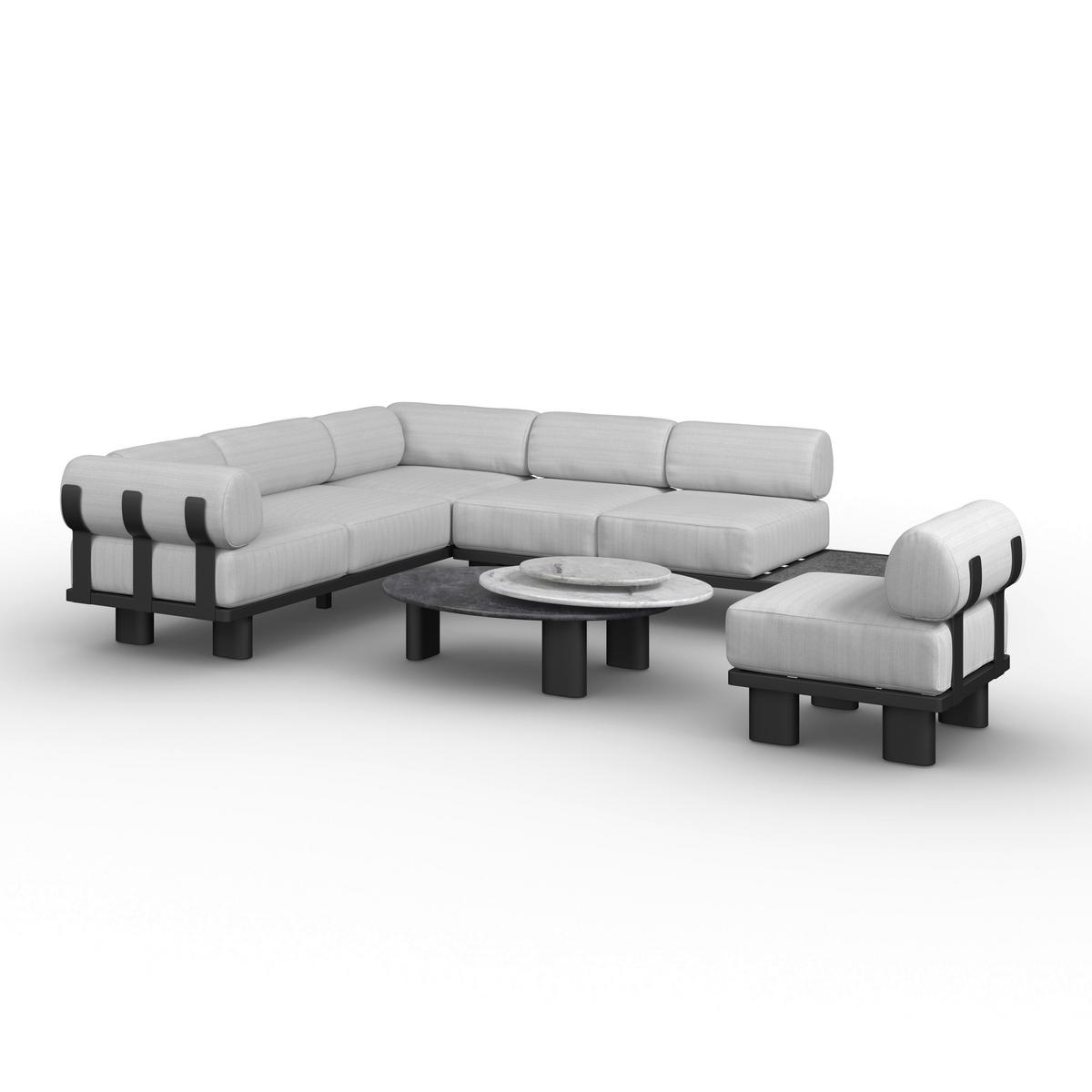 TERASOVÁ SEDACIA SÚPRAVA LUMEA - sivá/svetlosivá, Modern, kov/textil - Bessagi Garden