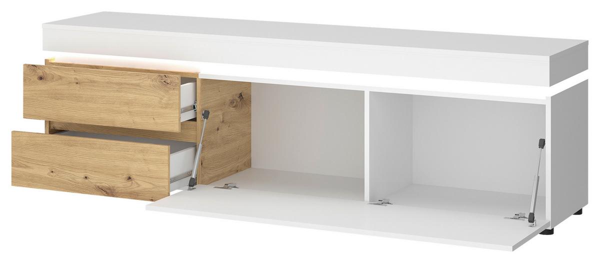 TV-Element Luci Weiß Eiche Artisan/Weiß B: 180,5 cm - Eiche Artisan/Weiß, Trend, Holzwerkstoff (180,5/56,6/48cm) - MID.YOU
