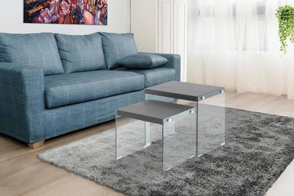 Beistelltisch 2er-set Elementary Schwarz - Klar/Schwarz, Basics, Glas/Holzwerkstoff - Kayoom